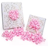 LaRibbon Pink Bows - Curly Ribbon Gift Bows, Self Adhesive for Birthday Party, Bridal Shower, Baby Shower, Gift Wrapping, Treat Bags - 6 Counts