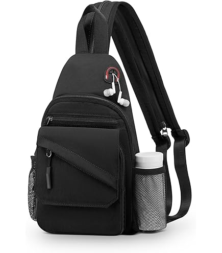 SUIKIHUM Crossbody Sling Bag with Water Bottle Holder, 8.3