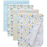 Gina Era Flannel Receiving Blankets, Baby Swaddle Blankets 100% Cotton 4 Pcs One Size 30 X 30 Inch for Baby Boy or Baby Girl (Style3)