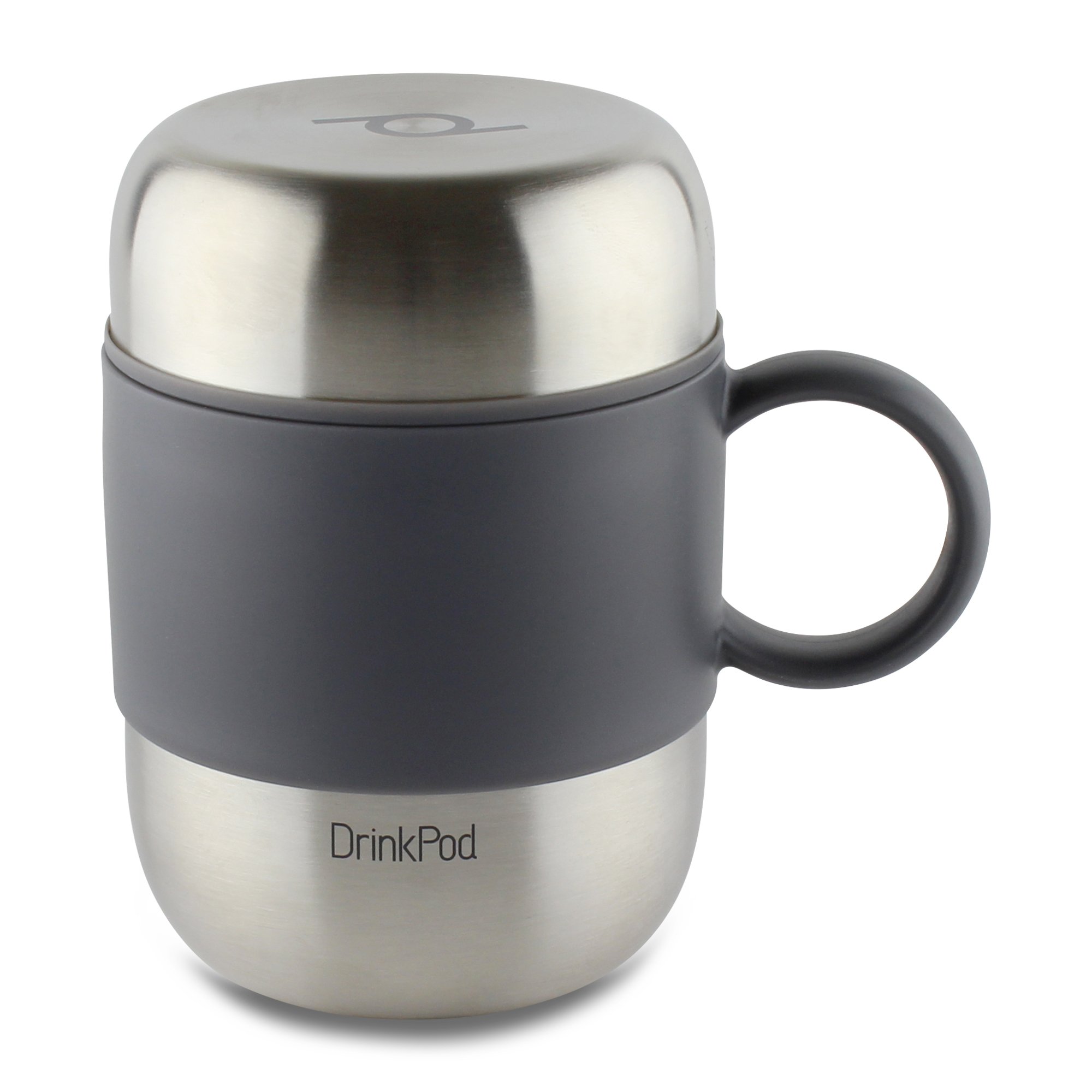 Drink Pod Stainless Steel Vacuum Insulated Drinkpod Capsule Flask 6 Hours Hot 24 Hours Cold, Satin, 0.28 Litre