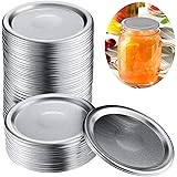 50 Pcs Wide Mouth Canning Lids,86MM Mason Jar Canning Lids, Reusable Leak Proof Split-Type Lids with Silicone Seals Rings