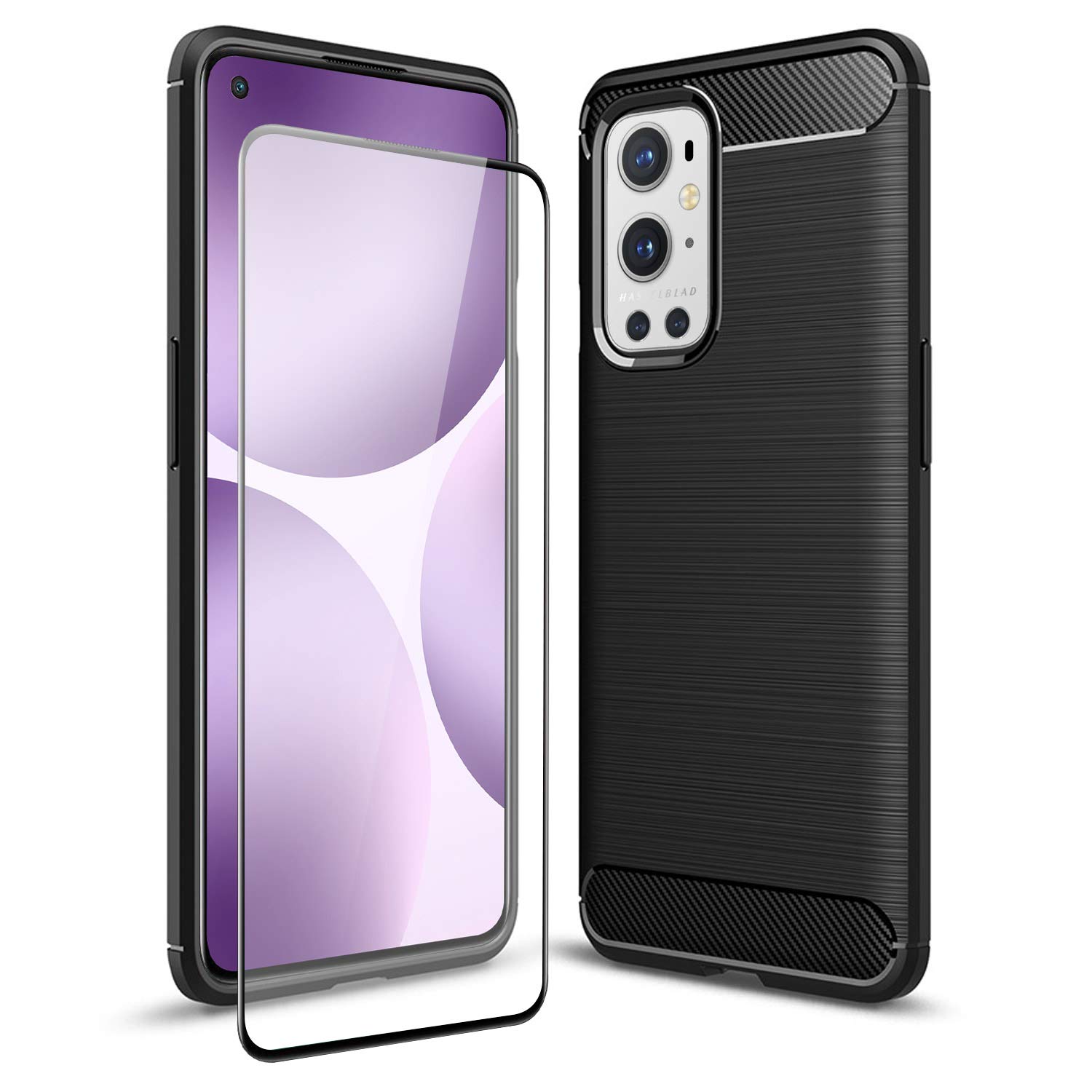 Olixar Case with Screen Protector for OnePlus 9 Pro, Stylish 2 in 1 Protection - Defend your Phone & Screen from Drops, Shocks and Scratches - Sentinel - Black
