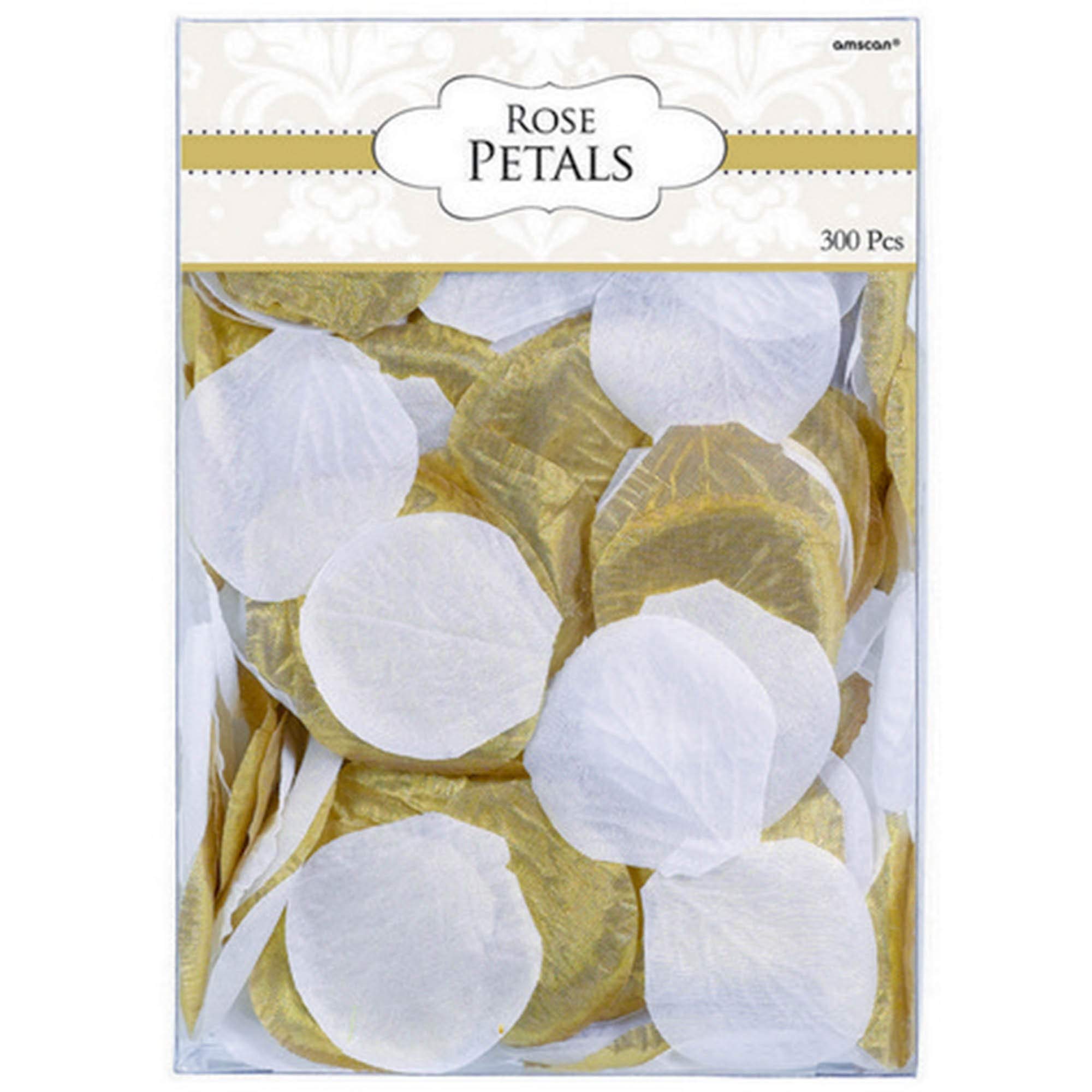 (PKT) Adult 300 Piece Gold & White Fabric Petal Confetti Decoration 5cm