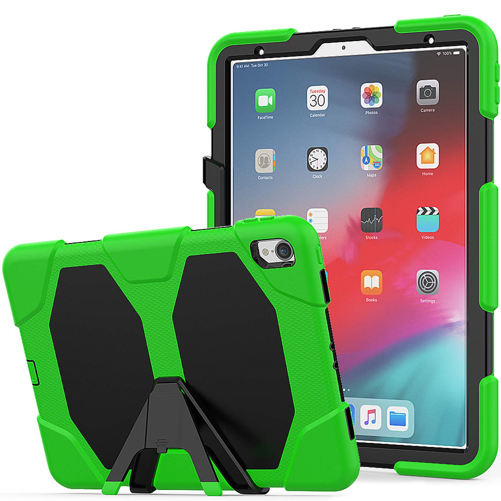 Lobwerk 3-in-1 Case for Apple iPad Pro 11 (2018) 11 Inch Outdoor Cover with Screen Protector and Stand green Green