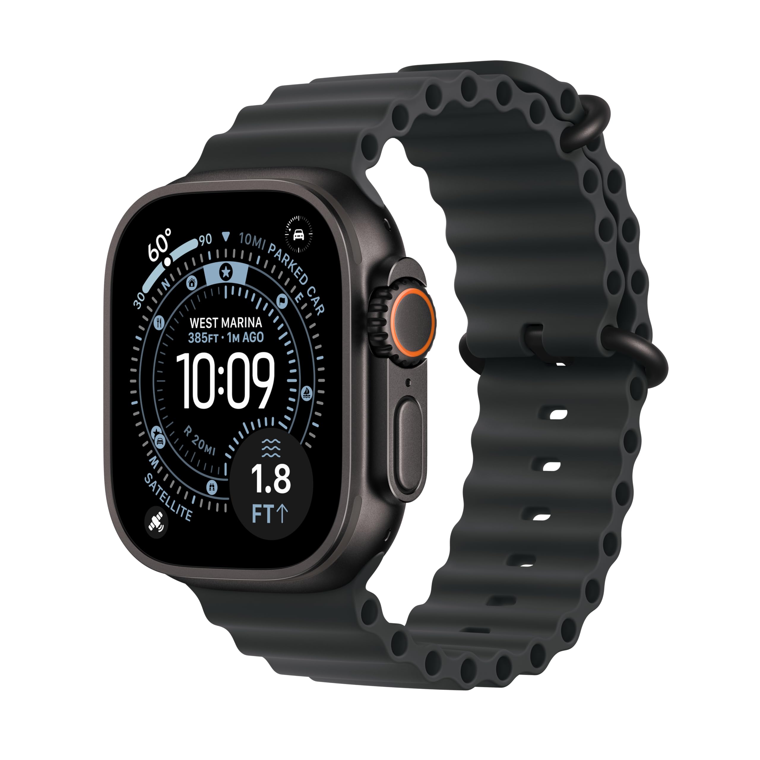 Apple Watch Ultra 3 [GPS + Cellular 49mm] Running & Multisport Smartwatch w/Rugged Titanium Case w/Black Ocean Band. Satellite Communications, Advanced Health & Fitness Tracking