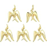 COGCHARGER 5Pcs Bird Charms for Jewelry Making 18K Gold Plated Charms Bulk Cute Animal Brass Pendants for Bracelet Necklace Earring Keychain DIY Supplies