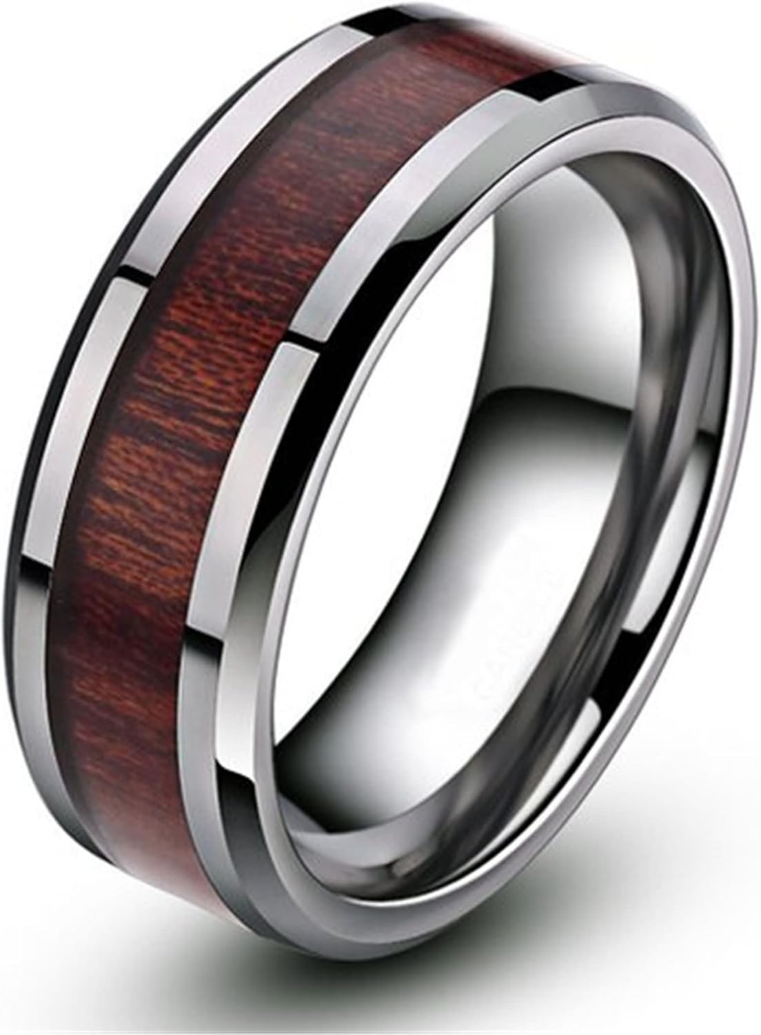 KnBoB Mann Ring Edelstahl Holz Silber Braun Größe 70 (22.3) Herrenring Silber Amazon.de Schmuck