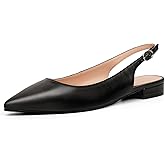 WONDERWAY Women Slingback Flat Pointed Toe Shoes for Dressy,Casual,Work,Wedding