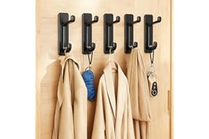 5PCS Self-Adhesive ABS Wall Hooks Bathroom Towel Clothes Hanging Hooks, No-Drill Easy Installation Water-Proof, 8.5 * 3 * 3.4
