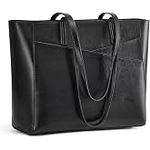 Kattee Leather Travel Tote Bag for Women | Padded laptop compartment and spacious interior for work, travel, and everyday organization.