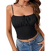 Rooscier Women's Ruched Spaghetti Strap Sleeveless Sexy Going Out Crop Top Cami Shirt