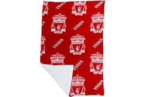 CHARACTER WORLD Liverpool FC YNWA Official Sherpa Fleece Throw Blanket | Super Soft, Soccer Crest Design | Warm Super Soft Feel Red Throw | Perfect for Home, Bedroom, Sleepovers & Camping