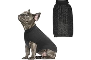 K9meme Cable Knit Dog Sweaters for Small Medium Large Dogs with Reflective Yarn for Fall Winter, Soft Warm Dog Clothes for S M L Sized Breeds Dogs, Pullover Dog Knitwear with Leash Hole, Black S