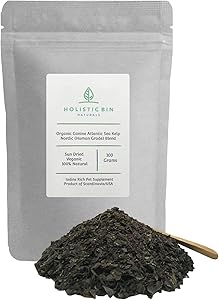 Holistic Bin Organic Canine Atlantic Sea Kelp Blend Veganic, Sun Dried, Rich Source of Natural Vitamins & Minerals for Health + Vitality