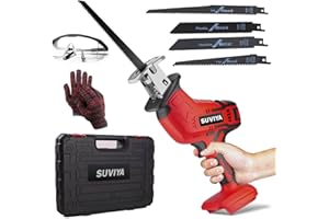 SUVIYA Reciprocating Saw For Milwaukee 18V MAX Battery,Cordless Recipro Saw,0-3500SPM Variable Speed,Tool-free Blade Change, Electric Reciprocating Saw 4 Saw Blades Kit for Wood/Metal/PVC Cutting