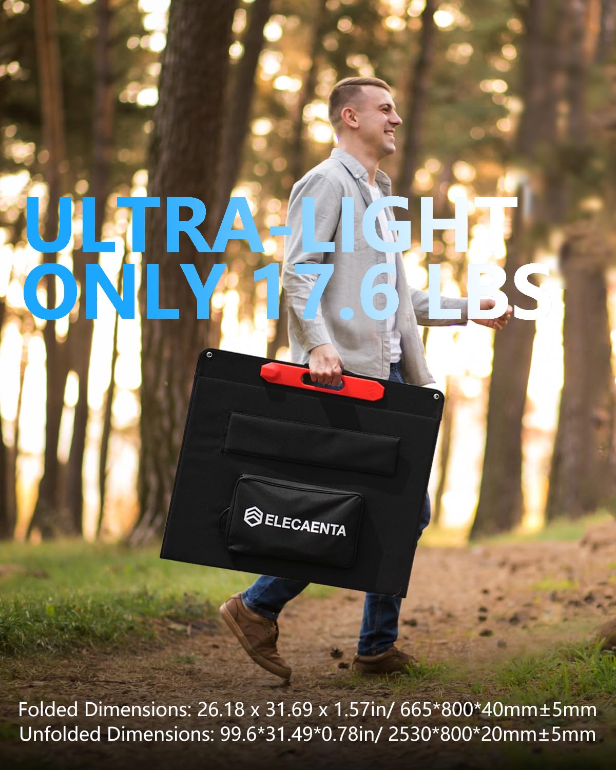 ELECAENTA 300W Portable Solar Panel for Power Station Generator, 25% High Efficiency, Ultra Lightweight, 39V Foldable ETFE Portable Solar Charger for Outdoor RV Camping Off-Grid Rooftops Emergency