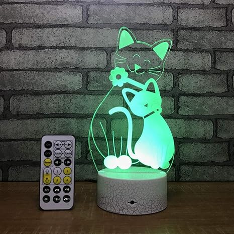 Illusione Ottica 3d Luce Notturna Gatto Forma Notte Touch 7