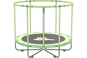 GARDENATURE Trampolines for Kids Toddler Trampoline Indoor Trampoline for Kids 2-5 Small with Enclosure Net Foam Bar Handrail Outdoor Back Yard Gifts for Toddlers Boys Girls 5FT Green Orange Pink