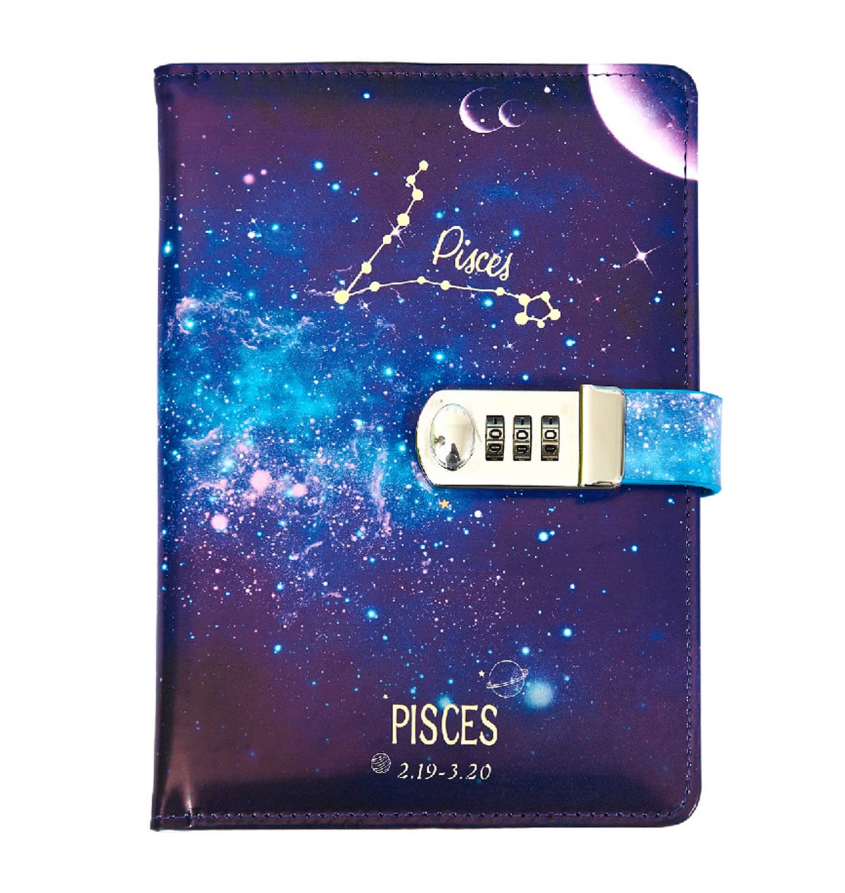 LinYesh Journal with Lock for Women, Lockable Diary for Women Men Girls Boys Teens Kids, Personal Constellations Starry Sky Notebook, A5 21 x 15cm