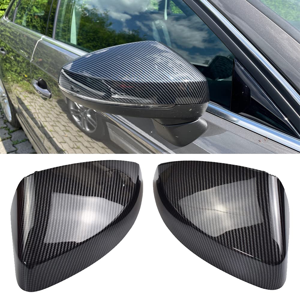 Photo 1 of 1 Pair Black Rearview Mirror Cover Carbon Fiber Side Mirror Covers Caps for Audi A3 S3 8V RS3 2013 2014 2015 2016 2017 2018 2019 (Carbon Fiber)