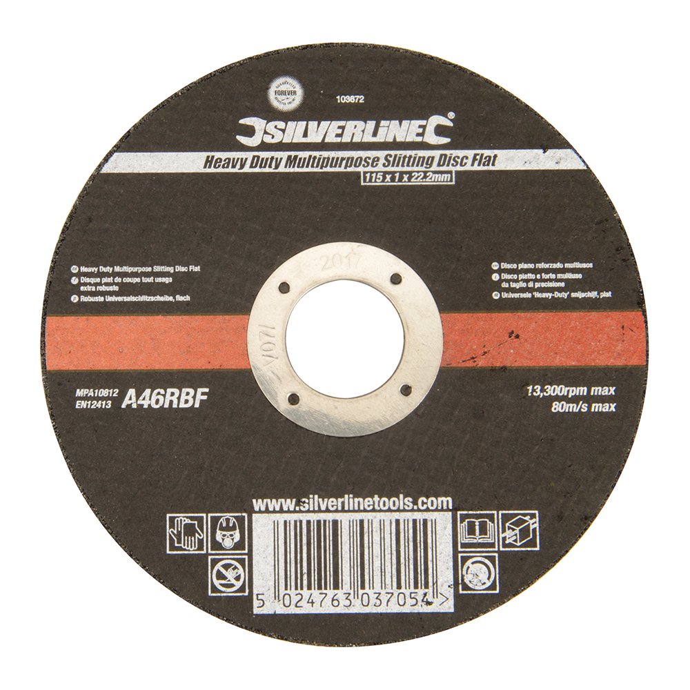 Silverline 103672 Heavy Duty Multipurpose Slitting Disc Flat 115 x 1 x 22.23 mm