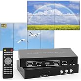 ICUIXIAN 2X2 Video Wall Controller 1x4 Vertical, 90&deg;-180&deg;-270&deg; Rotation | 4K30Hz, 2x2, 1x2, 1x3, 1x4, 2x1, 3x1, 4x1 Video Wall Controller Portrait-horizontal Mode, Remote Control, 3.5MM Audio Out