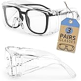 LANON 3 Pack Safety Glasses Over Eyeglasses,ANSI Z87.1 Standard,Anti-Fog & Scratch,Peripheral Protection, High Transmission,Anti-UV,Wrap Around Clear Safety Goggles