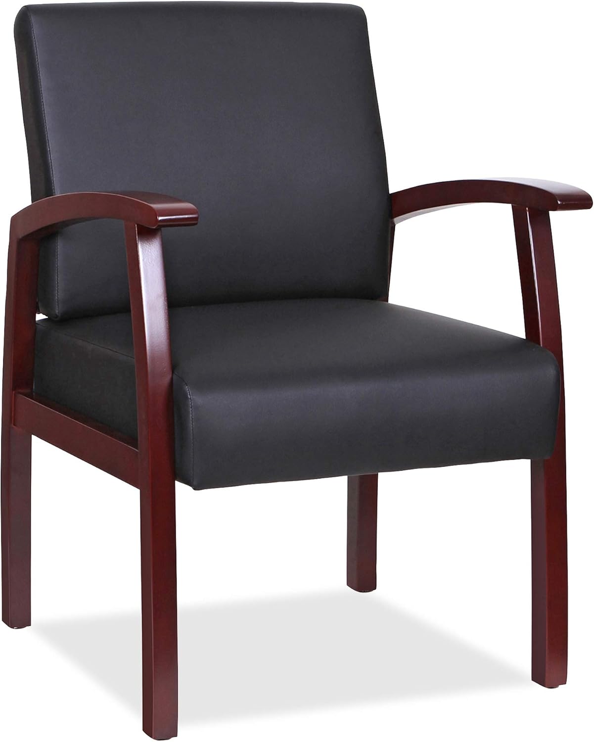 Lorell Black Leather/Wood Frame Guest Chair: Furniture & Decor