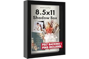 Americanflat 8.5x11 Shadow Box Frame with Shatter-Resistant Glass - Silhouette Collection - Large Shadow Box Display Case for