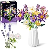 Flower Bouquet Building Blocks Set, 13 Artificial Botanical Collection Flowers Building Block Kits, Birds of Paradise Flower 