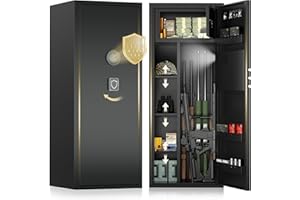 YIOSOTNE 12-15 Gun Safe for Rifles and Pistols,Rifle Safe for Home,Gun Cabinets for Rifles and Shotguns with Digital Keypad and Alarm Mode,Easy Assembly Gun Locker,Internal Lockable Box & Removable Shelves