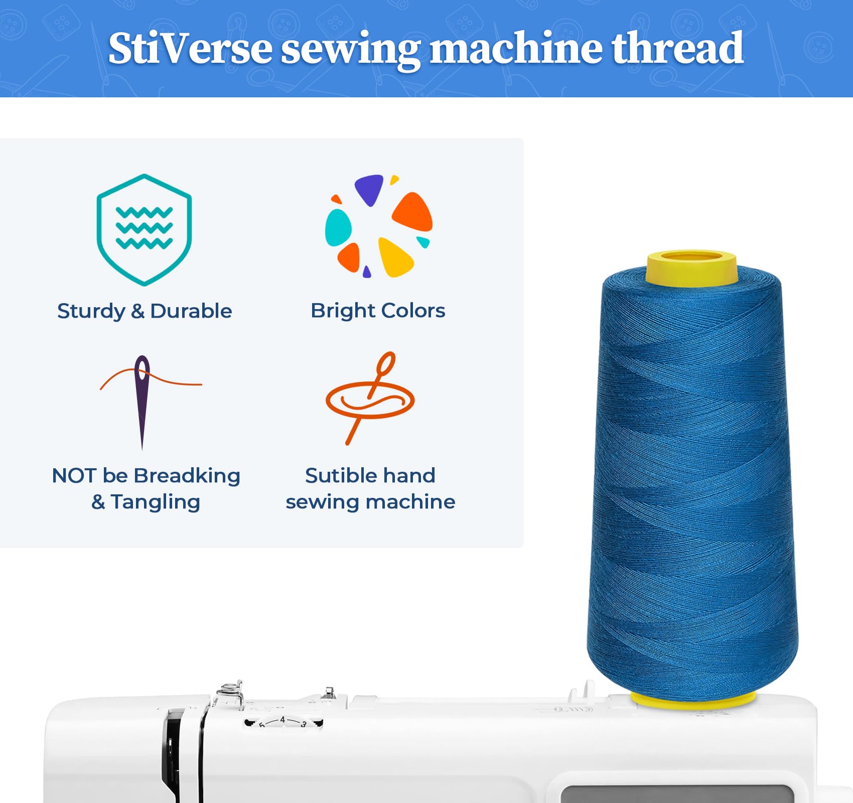 12 Pack Serger Thread Cones, 1800 Yards Each Spool Overlock Thread, PolyesterThread 40s/2 for Serger&Overlock, Quilting, Piecing, Sewing Machine