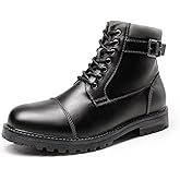 Bruno Marc Men's Motorcycle Combat Boots Warm Zipper Biker Riding Oxford Boot
