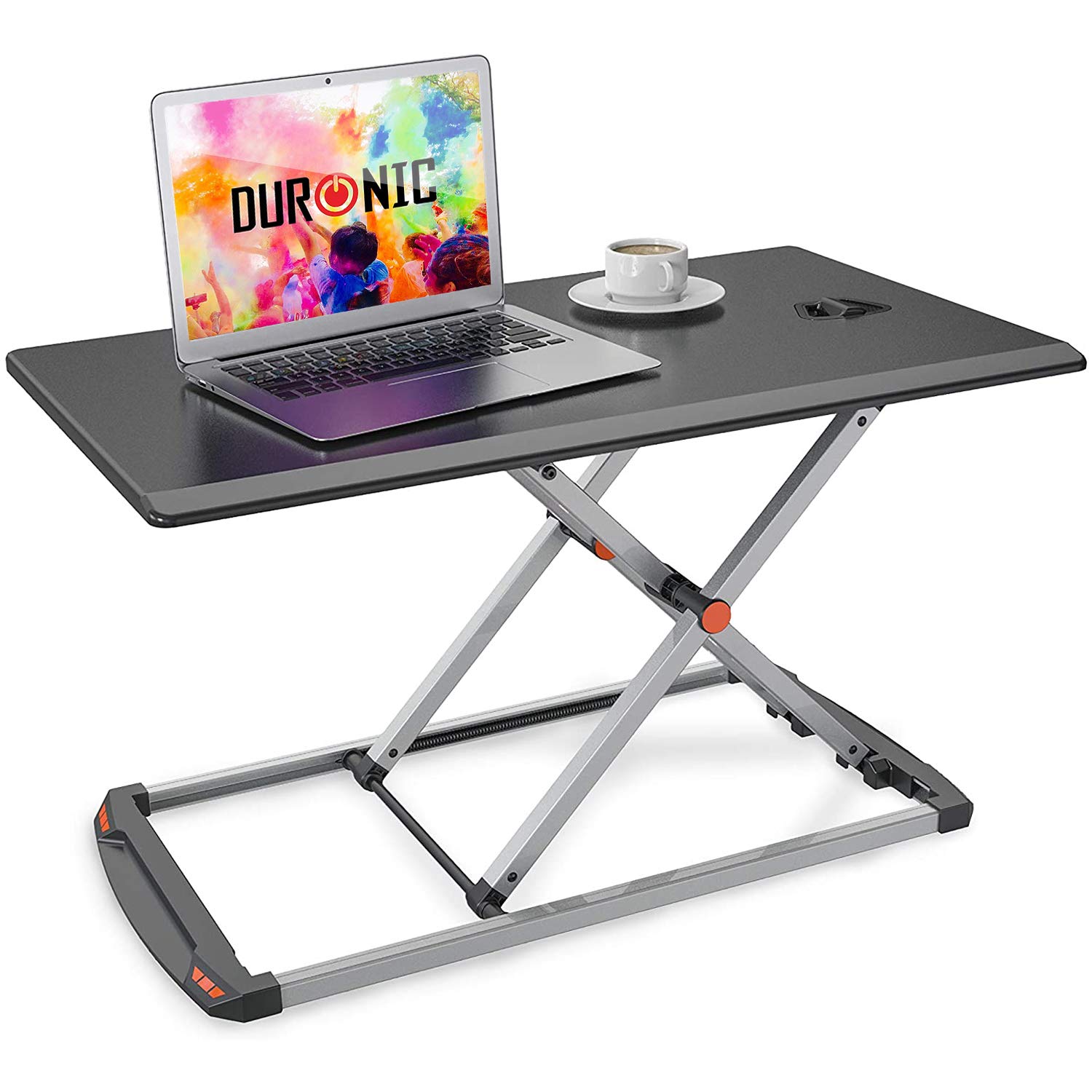 Duronic Standing Desk Converter DM05D11 BK Adjustable Sit Stand Desks Workstation Wood Height Adjusting Sitting Riser for Office Table PC Laptops Computer Monitor Screen Keyboard and Mouse