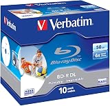 Verbatim BD-R DL 50GB 6x Wide Printable Blu-Ray Discs 10 Pack Jewel Case view 5