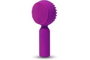 MTBOI Silicone Facial Cleansing Brush 2 in 1 Silicone Facial Scrubber Manual Exfoliating Facial Brush Face Cleanser Face Exfoliator Ultrafine Bristles for Sensitive Skin Easy to Clean Lather Well (Purple)