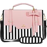 MATEIN Laptop Bag for Women, 17 inch Cute Computer Briefcase Laptop Carrying Case, Lightweight Messenger Sleeves Shoulder Work Tote Bag with Bow & RFID Pocket Gifts for College Office Business, Pink