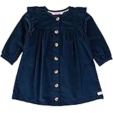 RuffleButts Dark Navy Stretch Corduroy Ruffle Detail Dress - 3T
