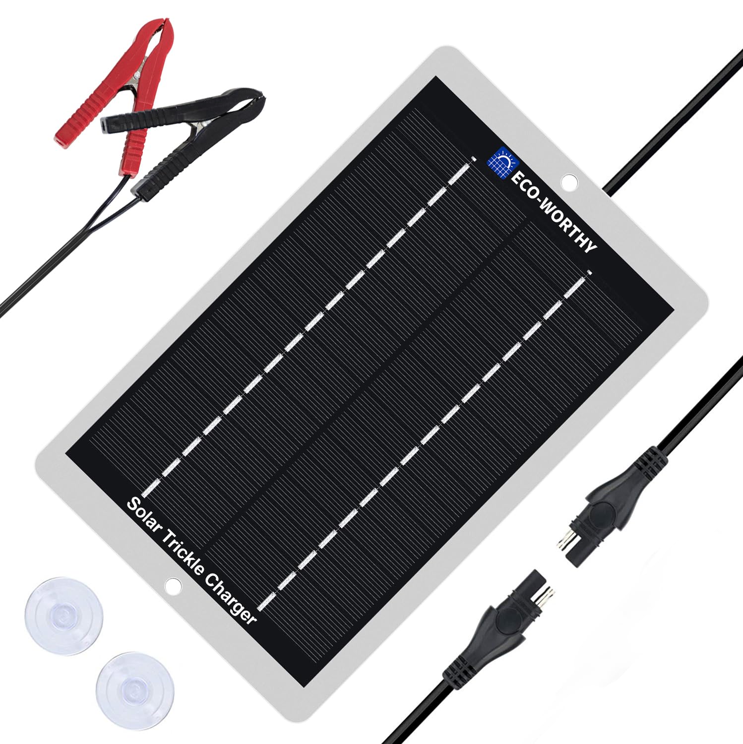 Photo 1 of ECO-WORTHY Solar Battery Charger 12 Volt Waterproof Portable Power Solar Panel Solar Trickle Car Battery Charger Maintainer for Car Truck Boat RV Motorcycle Marine Trailer Battery?Plug and Play