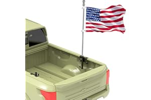 JUYEER Pickup Truck Flagpole Mount in Bed, No Drilling Flag Holder for Pickup Truck with Bed Rail Or Without Bed Rail, Fit Up to 1.2 Inch Flag Pole. All Equipment You Need is Included!