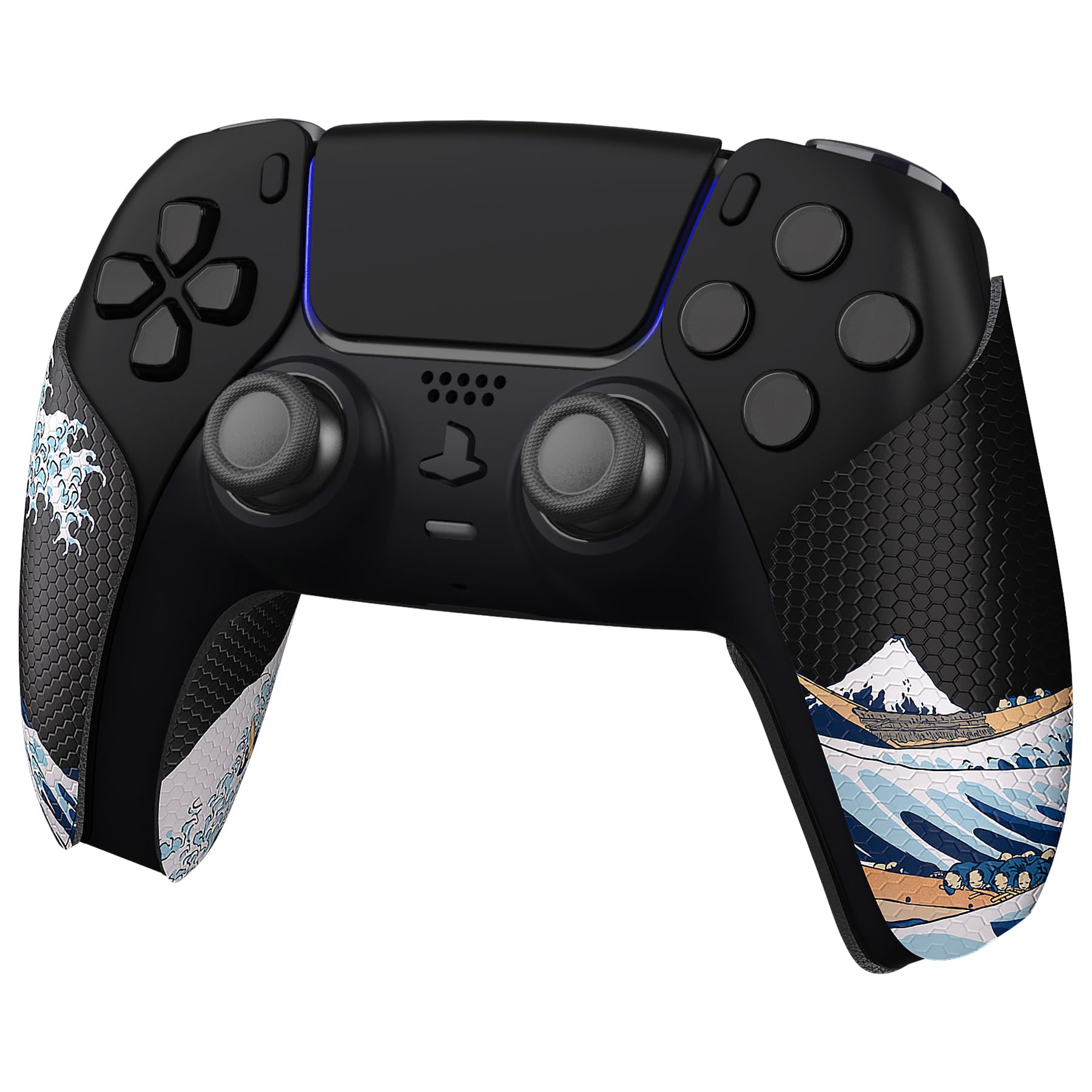 eXtremeRate PlayVital Anti-Skid Sweat-Absorbent Controller Grip for ps5 Controller, Professional Textured Soft Rubber Pads Handle Grips for ps5 Controller - The Great Wave Off Kanagawa