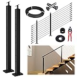 Muzata 5-10FT Modular Black Cable Railing Kit 36
