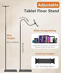 Evekea iPad Stand, Height Adjustable Tablet Floor