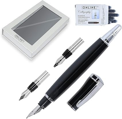 Online Set De Calligraphie Tango Stylo Plume Design Metal Noir Stylos En 3 Largeurs