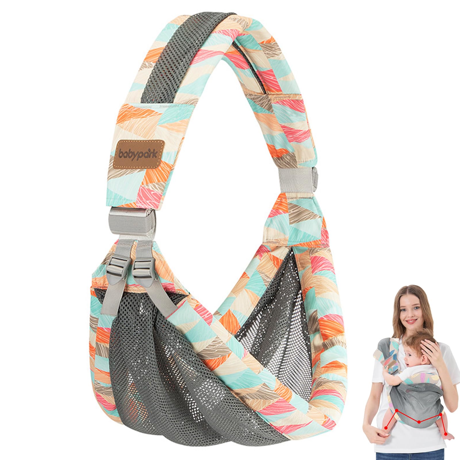 Baby Wrap Carrier Portable Breathable Baby Carriers from Newborn Mesh Fabric Toddler Sling Adjustable Sling Toddler Carrier Wrap for Newborn Up to 0-36 Months Baby Sling Carrier