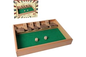 GOTHINK Shut The Box - Table Math Game with 12 Inch Wooden Board for Adults & Kids - 12 Spots Dice Game with 2+ Player Games, Includes 2 Dice, Ideal for Game Night, Travel, Classroom - (Ages 6+)