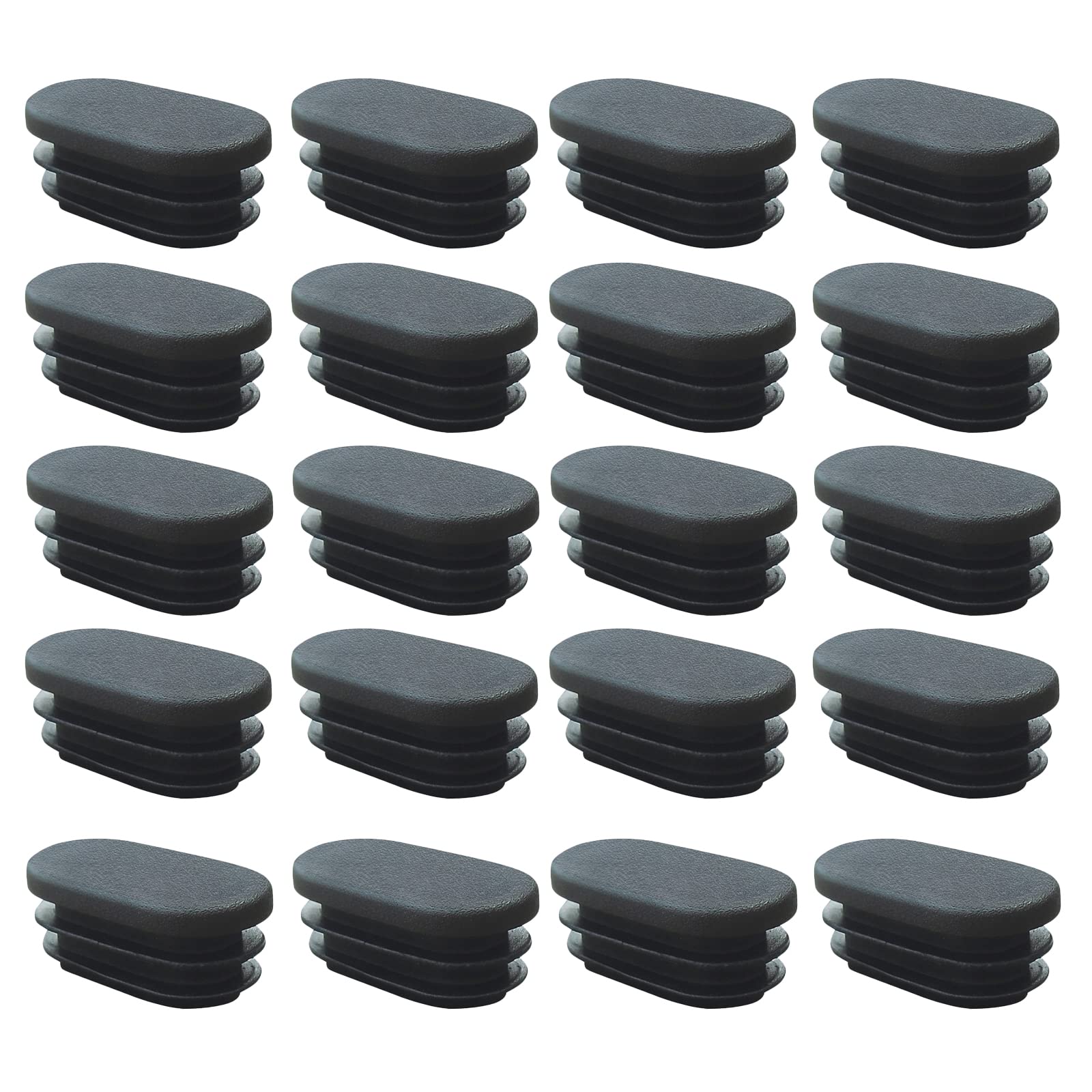 SHULLIN Pack of 20 Oval Chair Leg Caps Chair Foot Caps Lamellar Plugs 20 x 40 mm Oval Table Chair Leg Caps Chair Pipe Caps Floor Protector Plastic for Oval Tubes