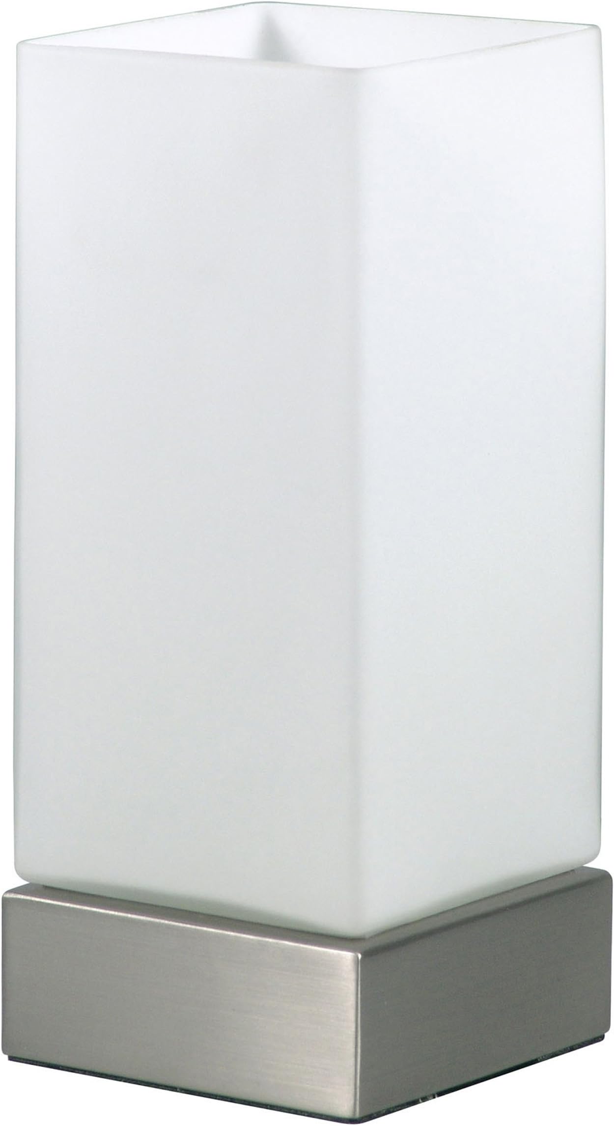 Ranex Touch Function Metal/White Glass/Brushed Steel Table Lamp, 100 x 100 x 230mm, E14 40W Excl Bulbs