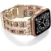 Wingoden Boho Bracelet Compatible with Apple Watch Band 41mm 40mm 42mm 38mm 49mm 46mm 45mm 44mm Natural Stone Beaded iWatch Band Women Men Apple Watch Strap Ultra Series 11/10/9/8/7/6/5/4/3/2/1/SE 3/Ultra 3