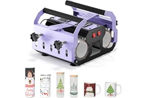 EENOUR Tumbler Heat Press 2 Station Heaters for 11oz-30oz Sublimation Straight Skinny Tumbler Glass, 2 in 1 Pro Mug Press Machine with 2 LCD Panels for Temp Timer Control, Gloves Included - Purple